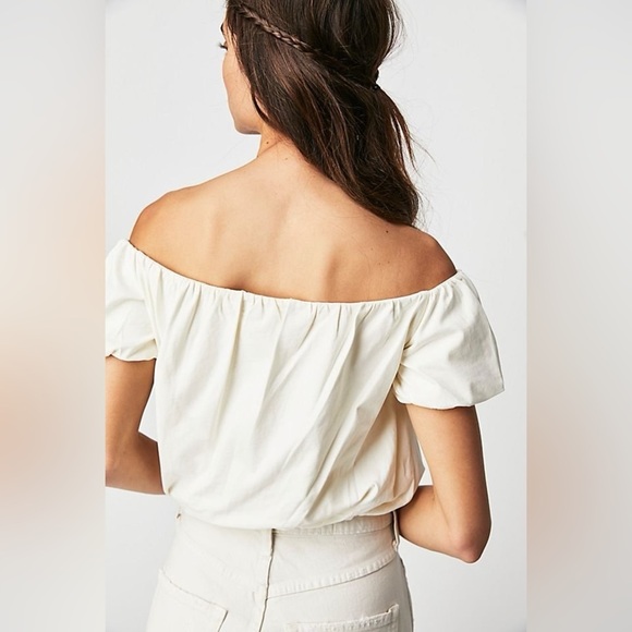 NWT Free People We The Free Here To Slay Tee Ivory M Boho off shoulder cropped - Picture 2 of 16